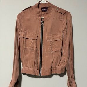 VIGOSS Dusty Mauve Women's Bomber Jacket with Front Pockets